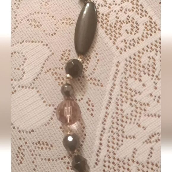 Vintage Avon 50" Beaded W/0blong Faux  Onyx  Stones Necklace W/3" Extension - Picture 5 of 5